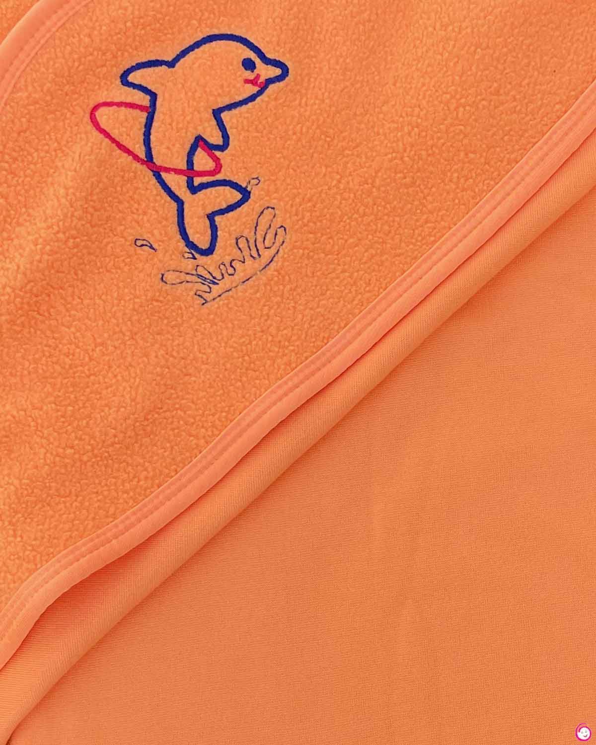 Quick Dry Dolphin Printed Hooded Towel - Orange