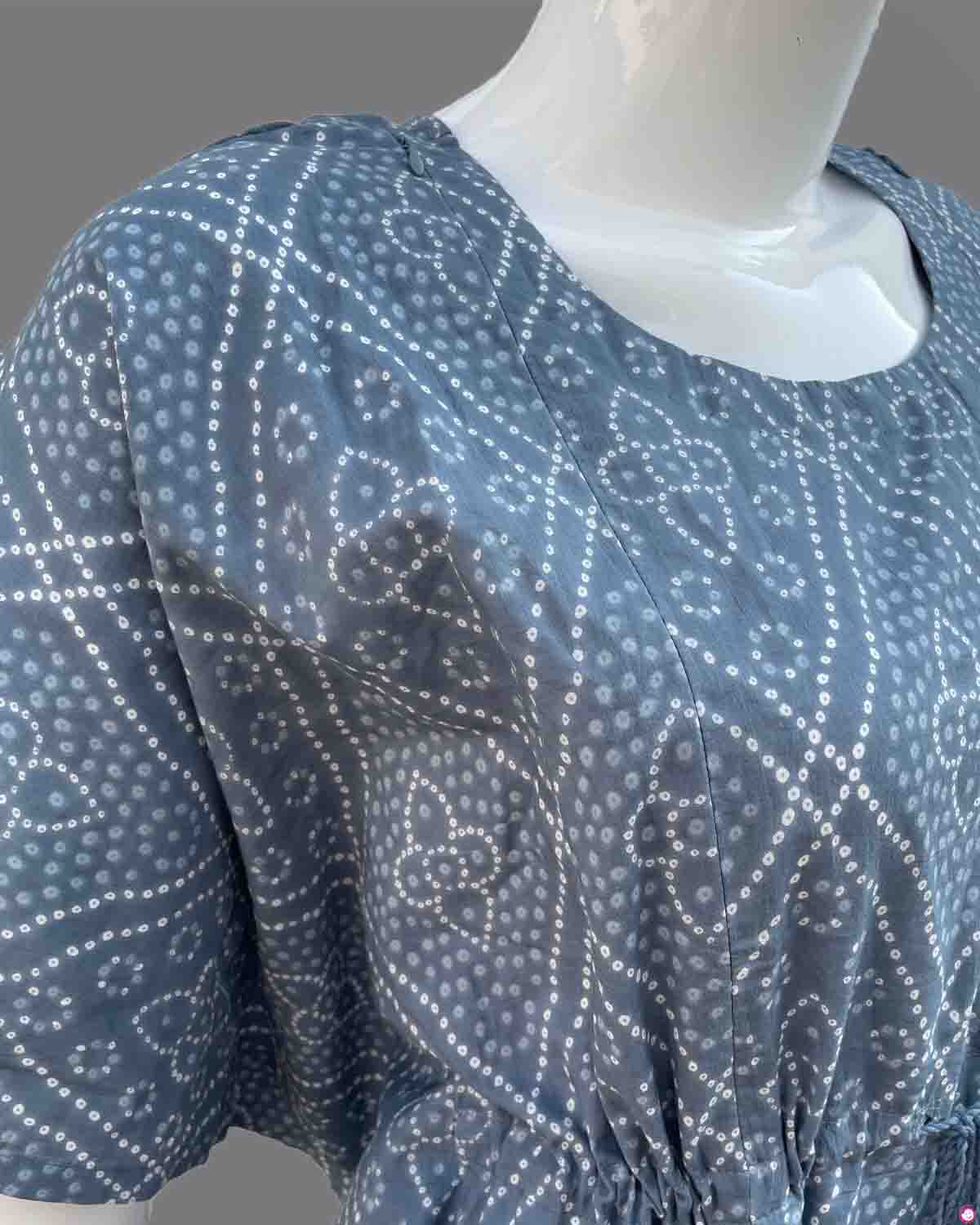 Maternity overall floral printed butterfly sleeve top & pant set - Ariel Blue