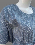 Maternity overall floral printed butterfly sleeve top & pant set - Ariel Blue