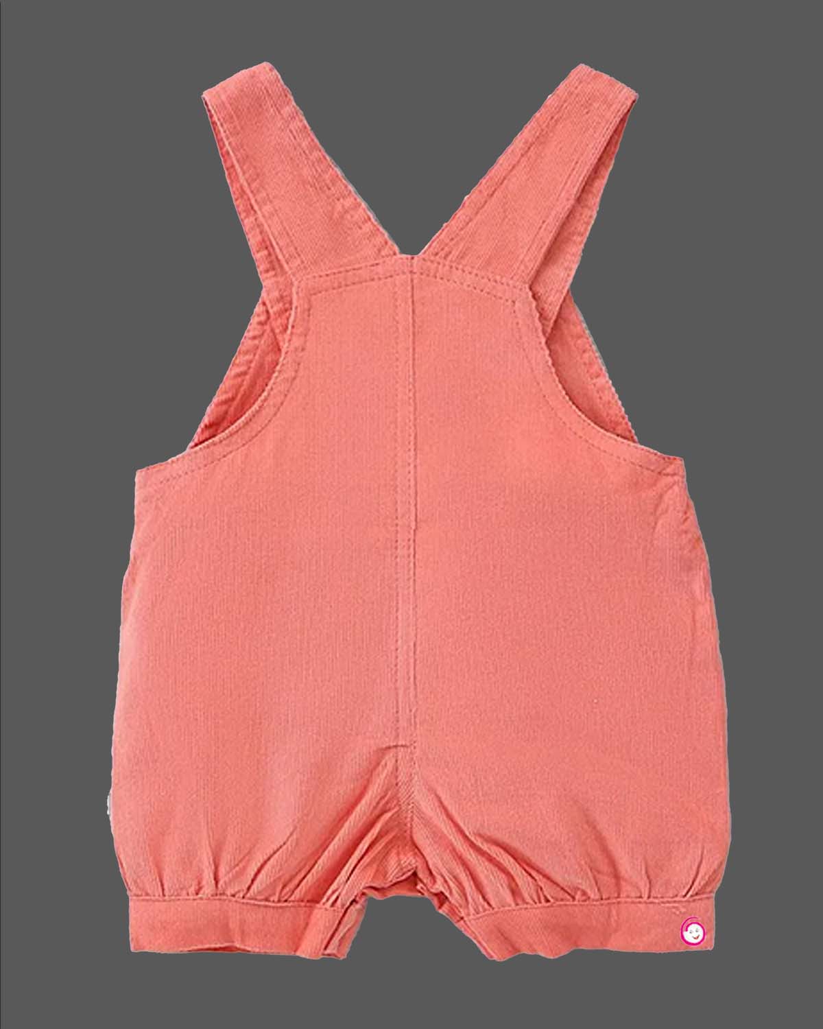 Girls cat embroidered dungaree with half sleeves hearts printed top - Melan