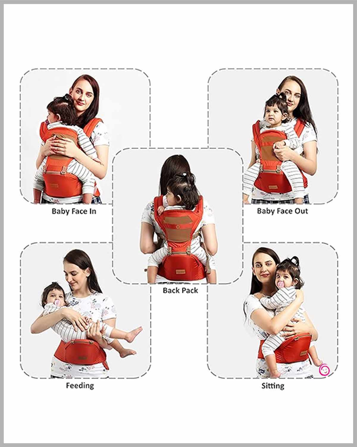 1st Step 5 In 1 Hip Seat Baby Carrier Baby Carrier - Orange