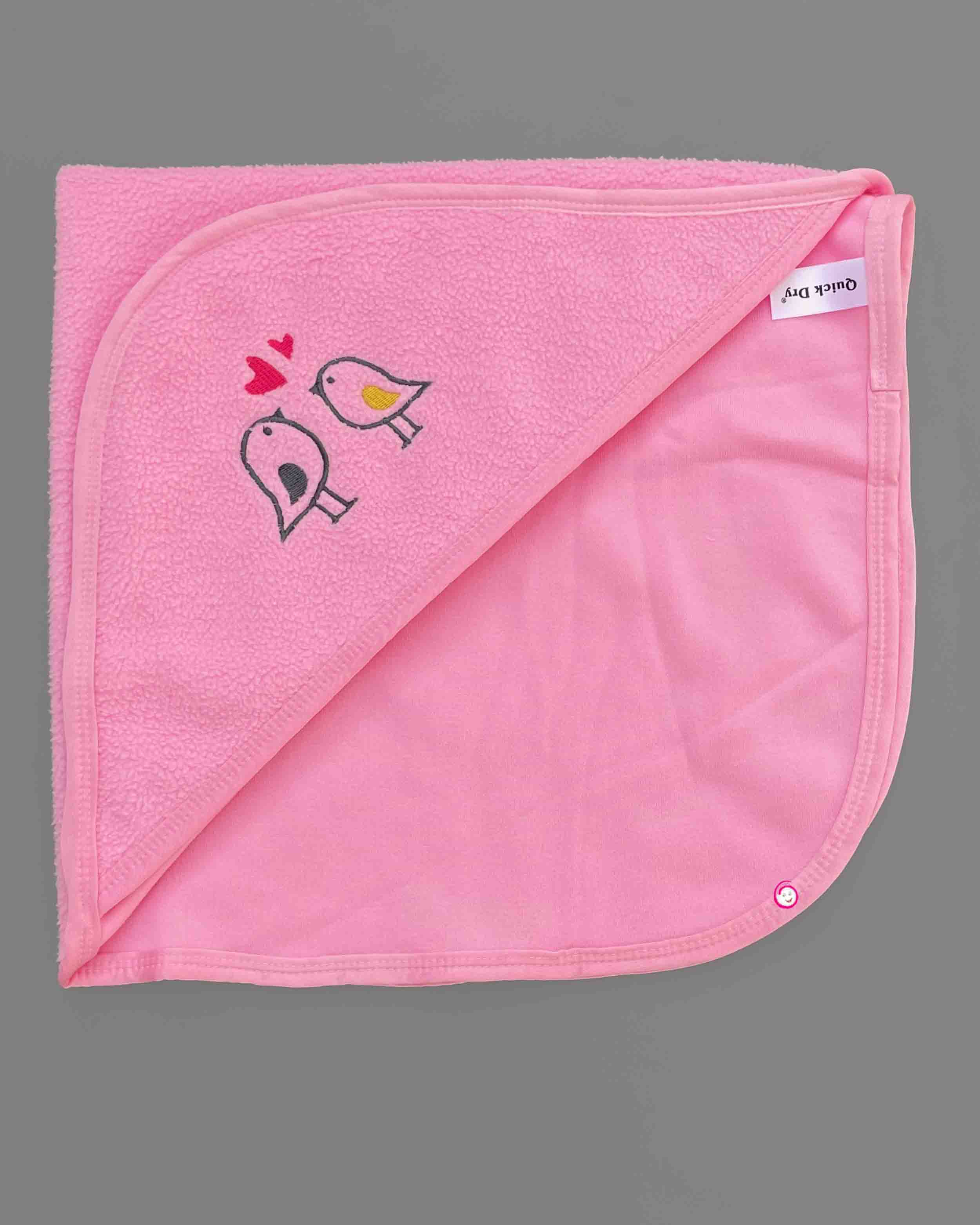 Kids Brid Printed Hooded Towel - Pink