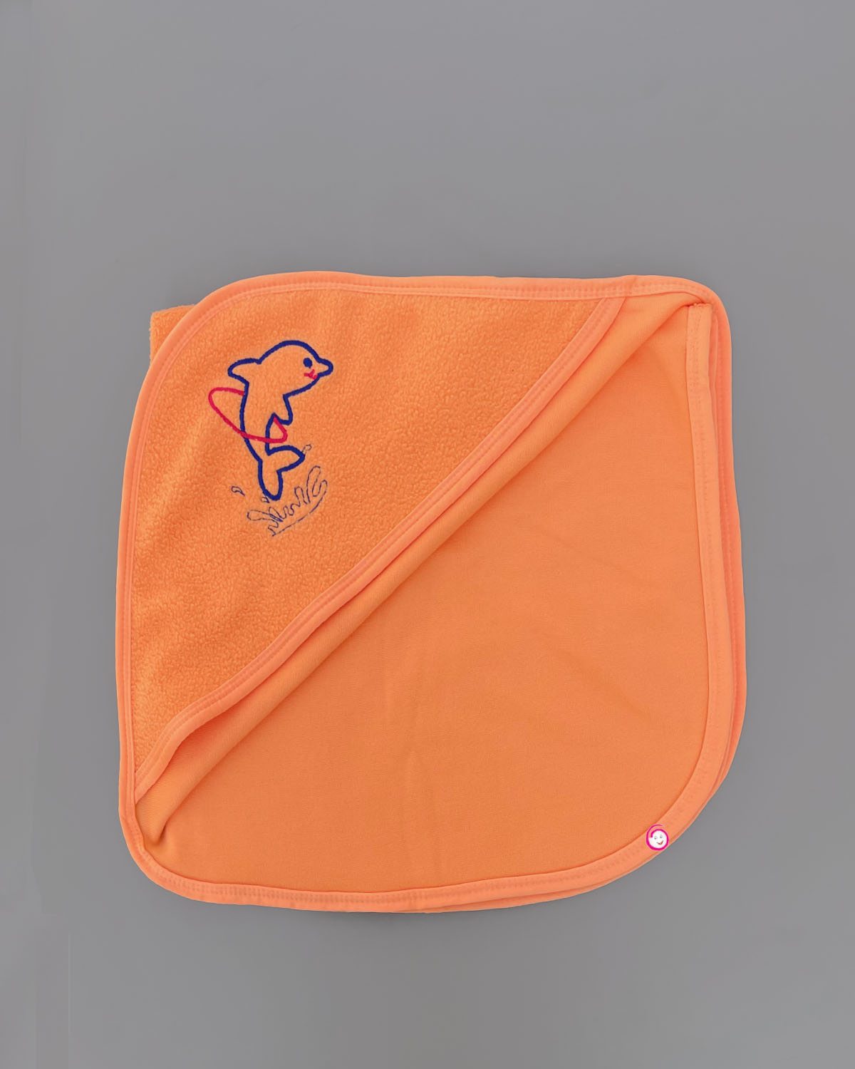 Quick Dry Dolphin Printed Hooded Towel - Orange