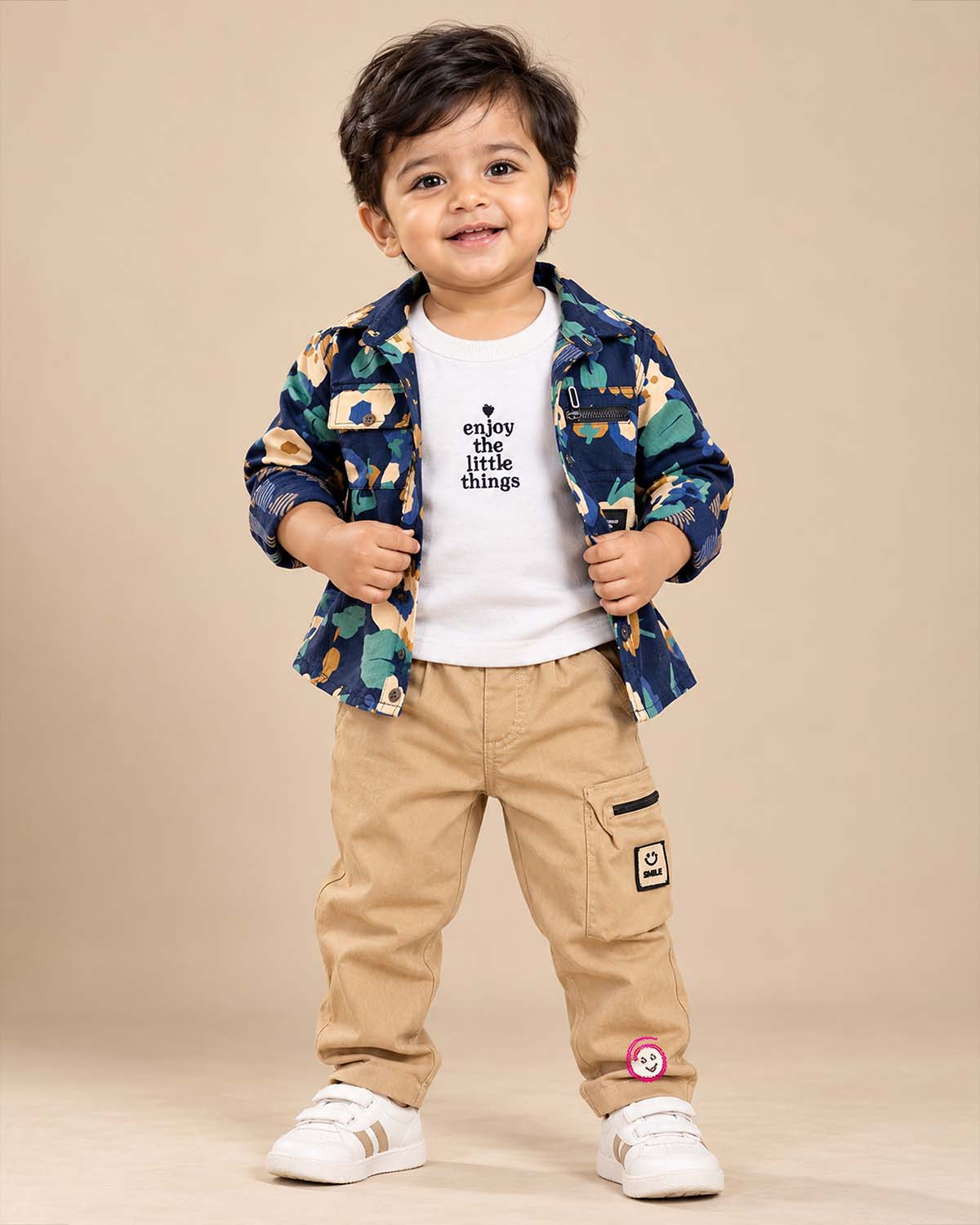 Boys shirts set featuring open shirt graphic tee and cargo pants for playdates