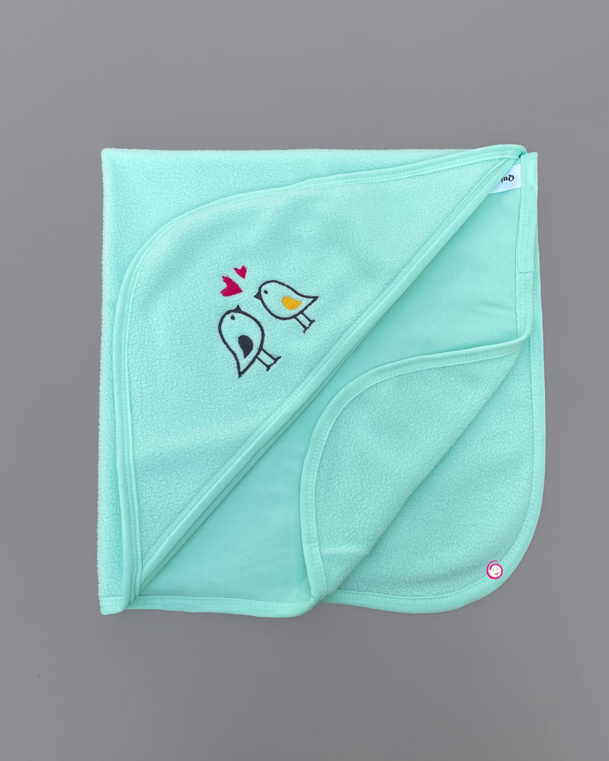 Kids bird printed Hooded Towel - Sea Green