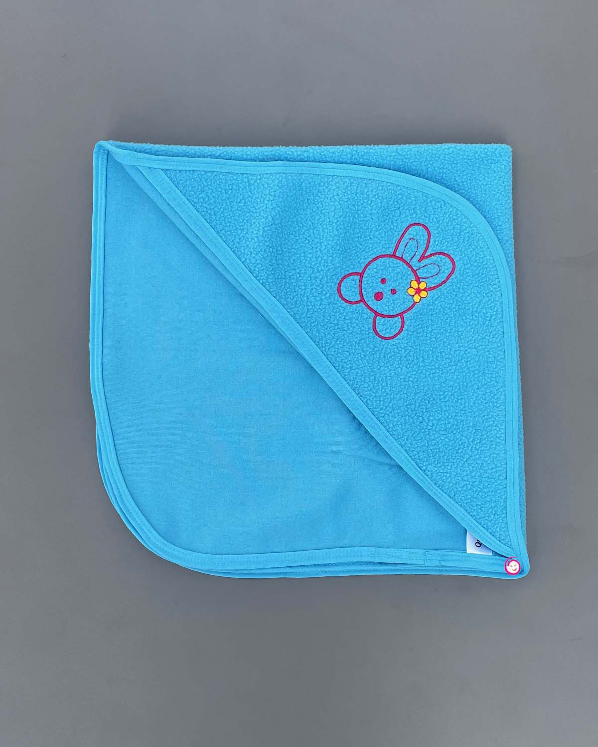 Kids teddy applique Hooded Towel - Blue