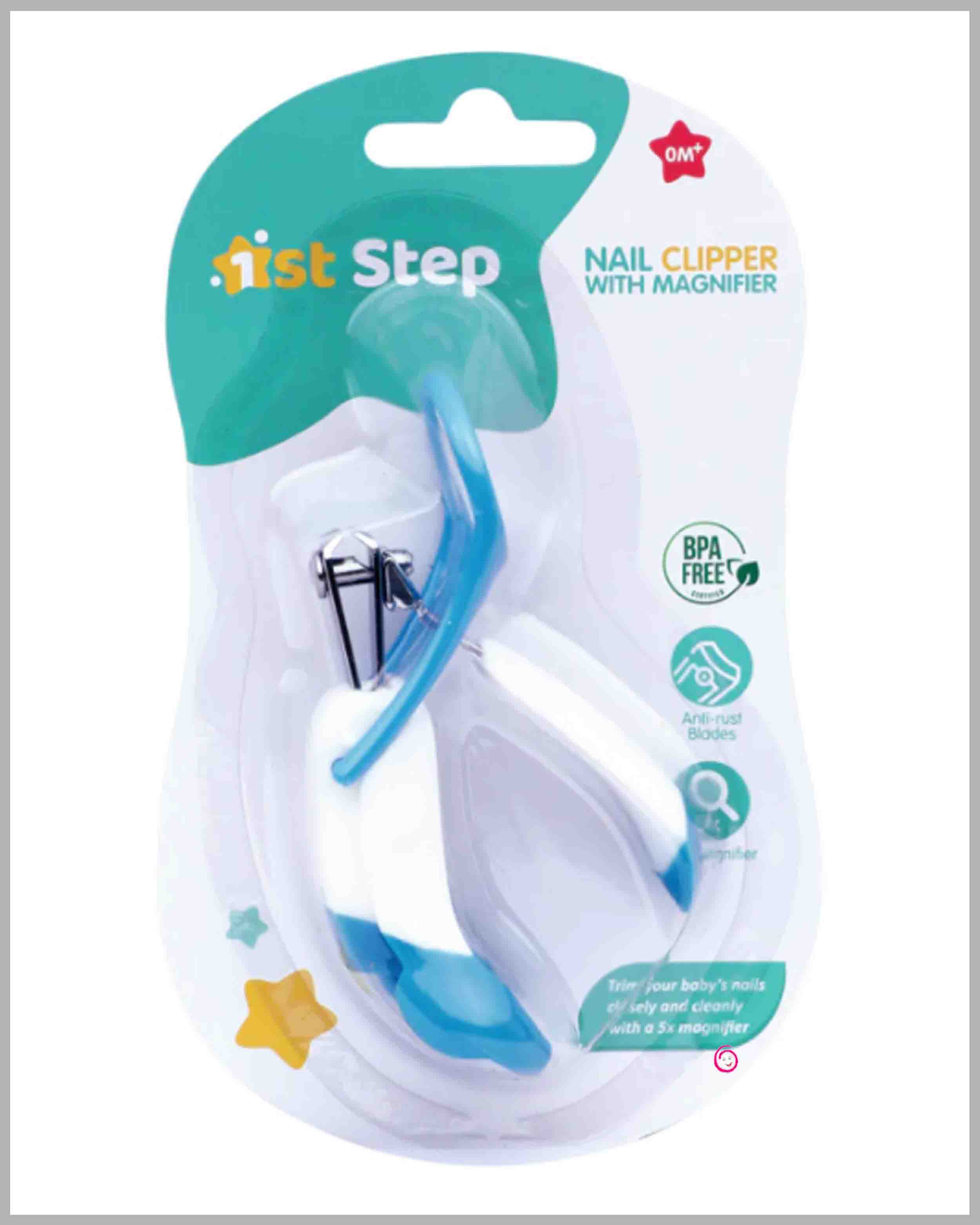 1st Step Easy Grip Baby Nail Clipper With Magnifying Glass - Blue