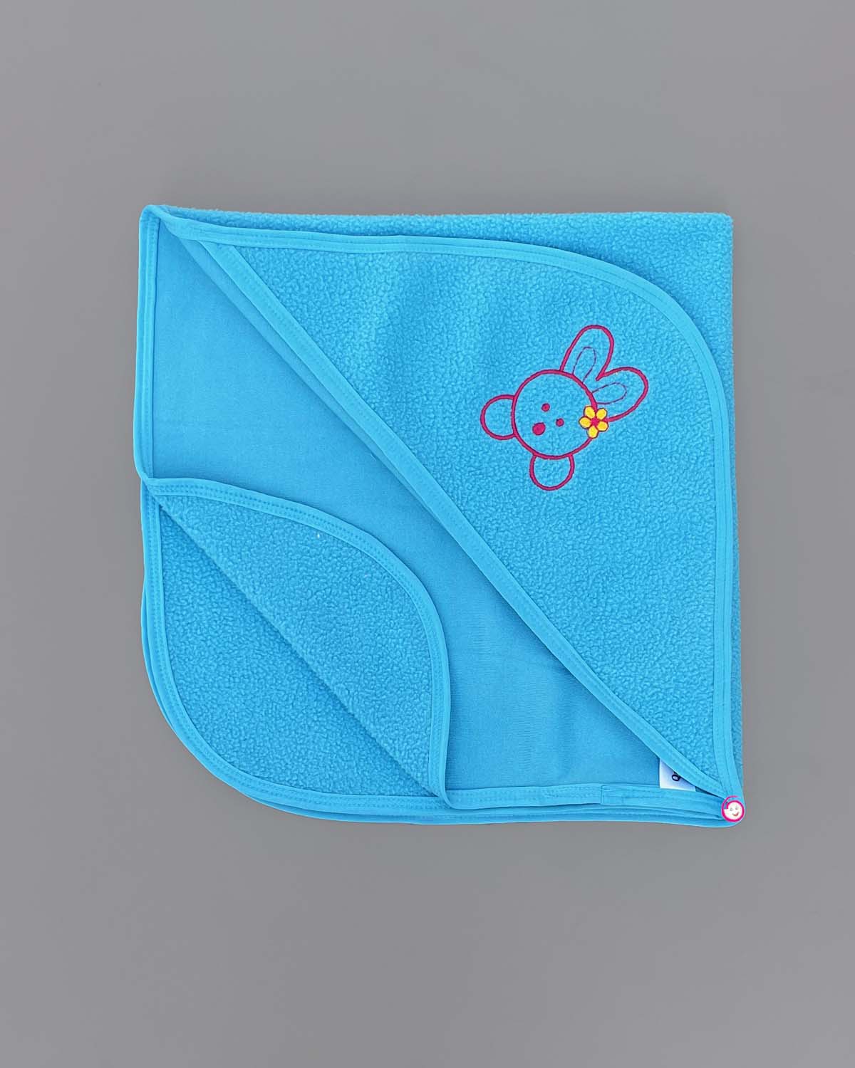 Kids teddy applique Hooded Towel - Blue