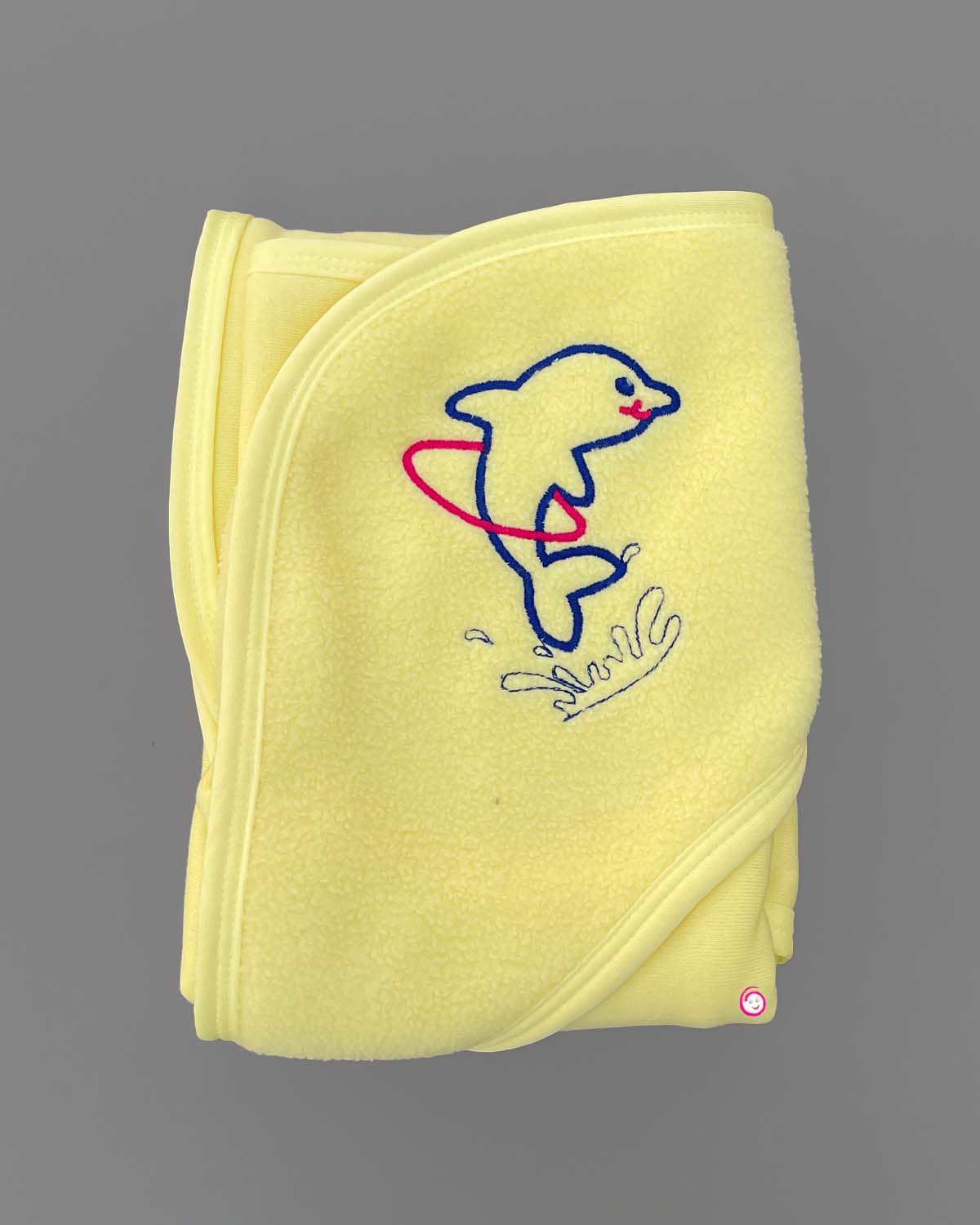 Kids Dolphin Printed Hooded Towel - Light Yellow