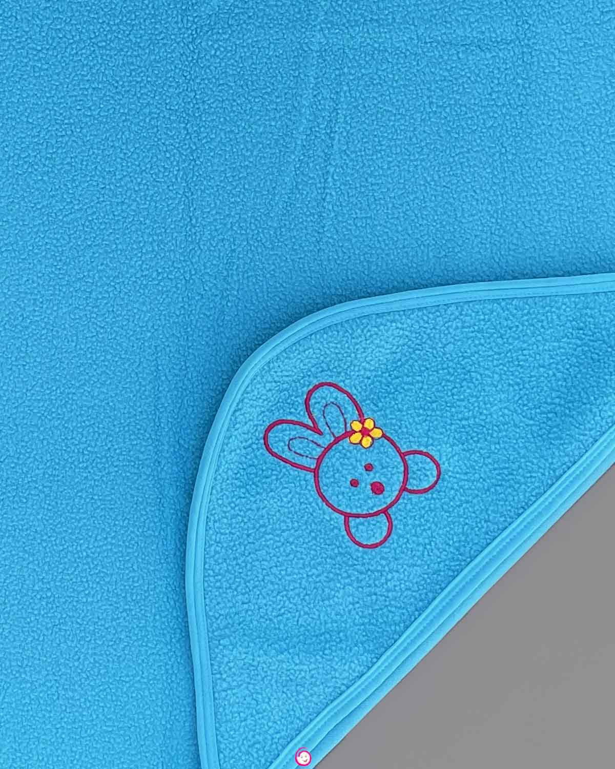 Kids teddy applique Hooded Towel - Blue