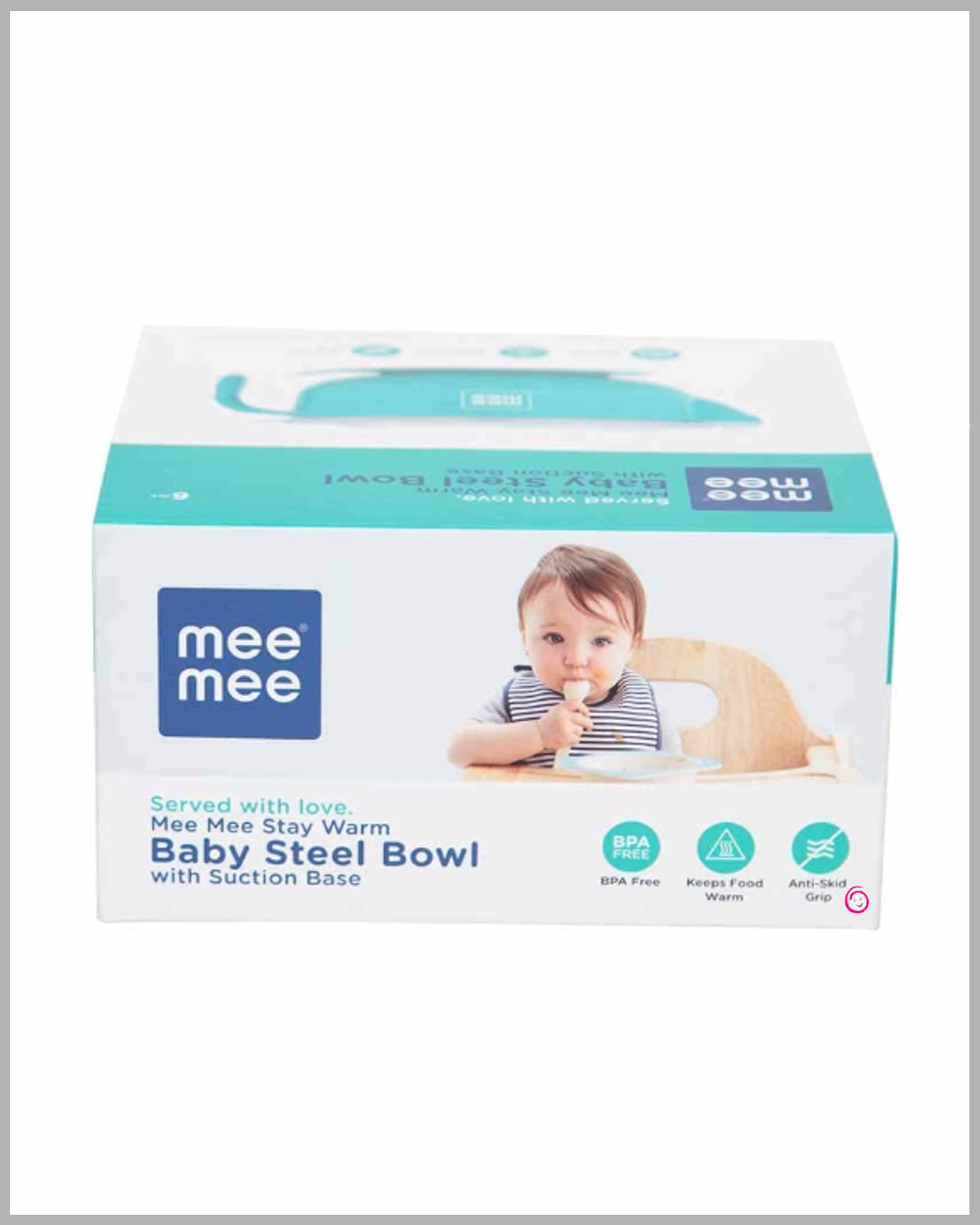 Mee Mee Stay Warm Baby Steel Bowl - Blue