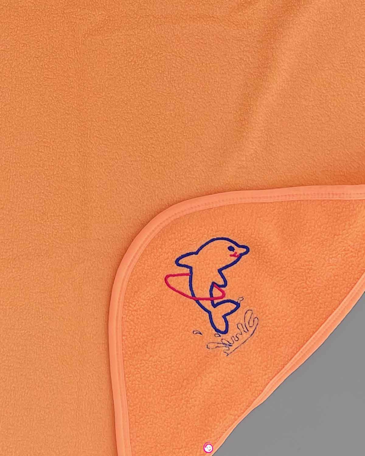 Quick Dry Dolphin Printed Hooded Towel - Orange