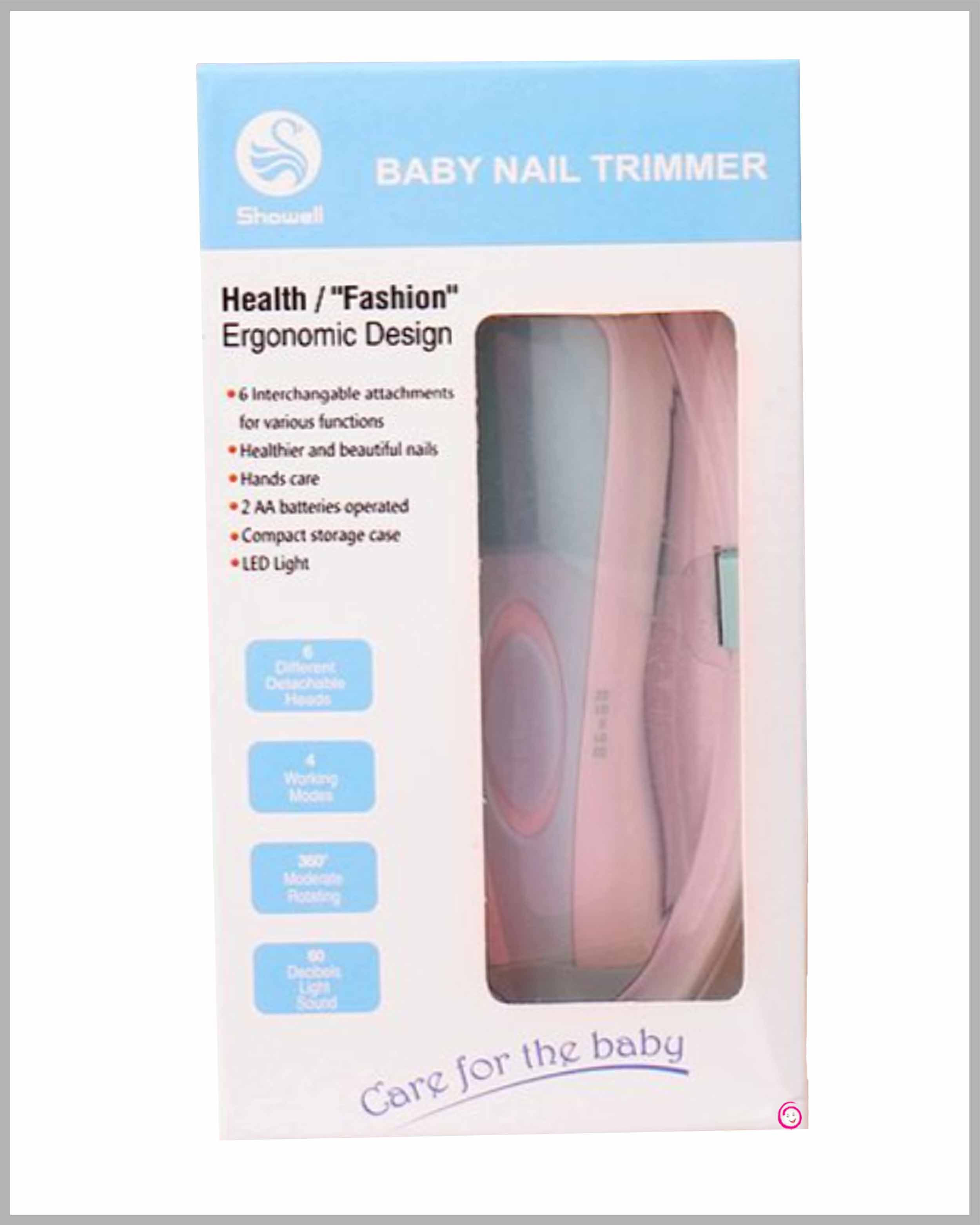 Baby Electric Nail Trimmer with 6 attachment and Led Light - Blue