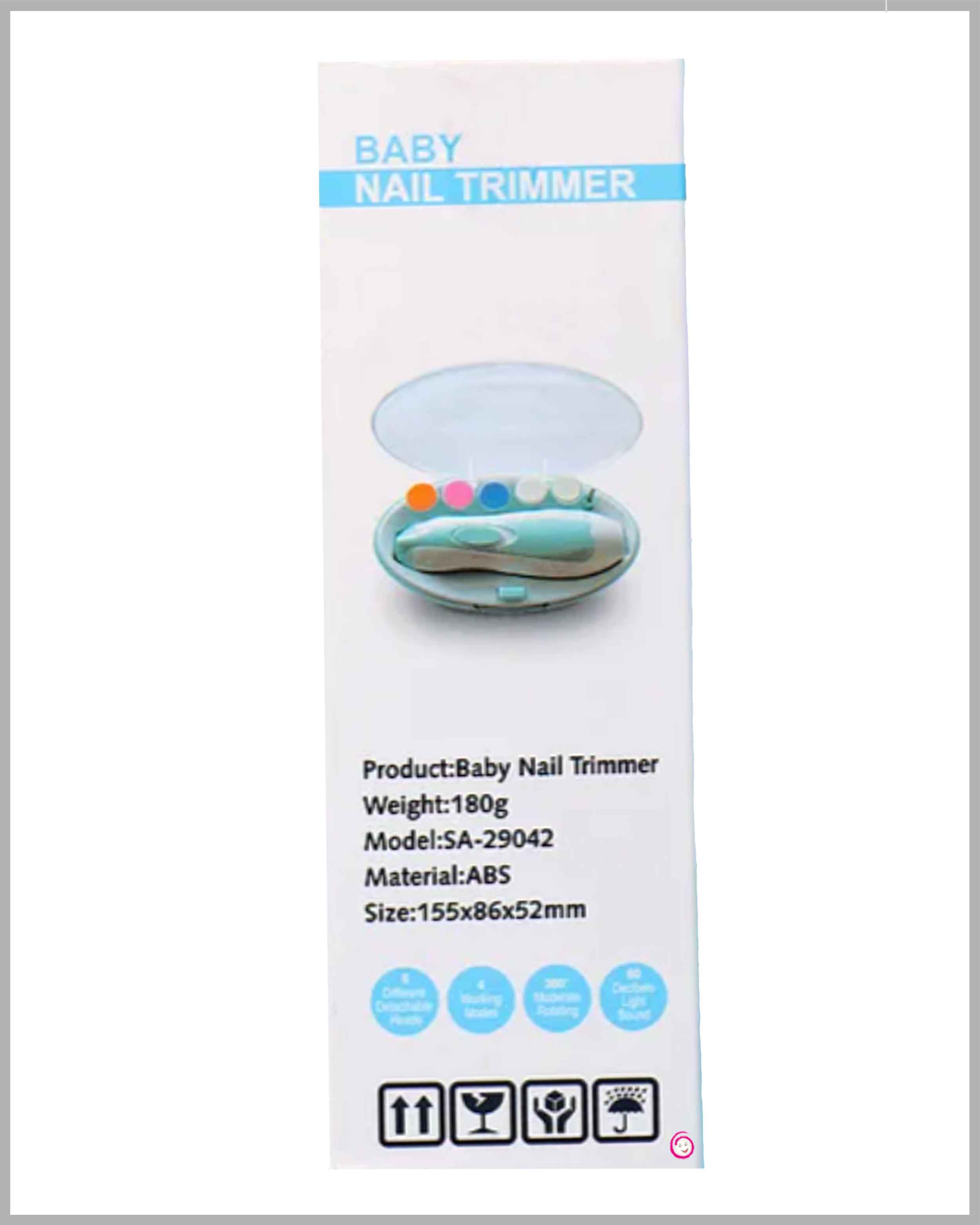 Baby Electric Nail Trimmer with 6 attachment and Led Light - Pink