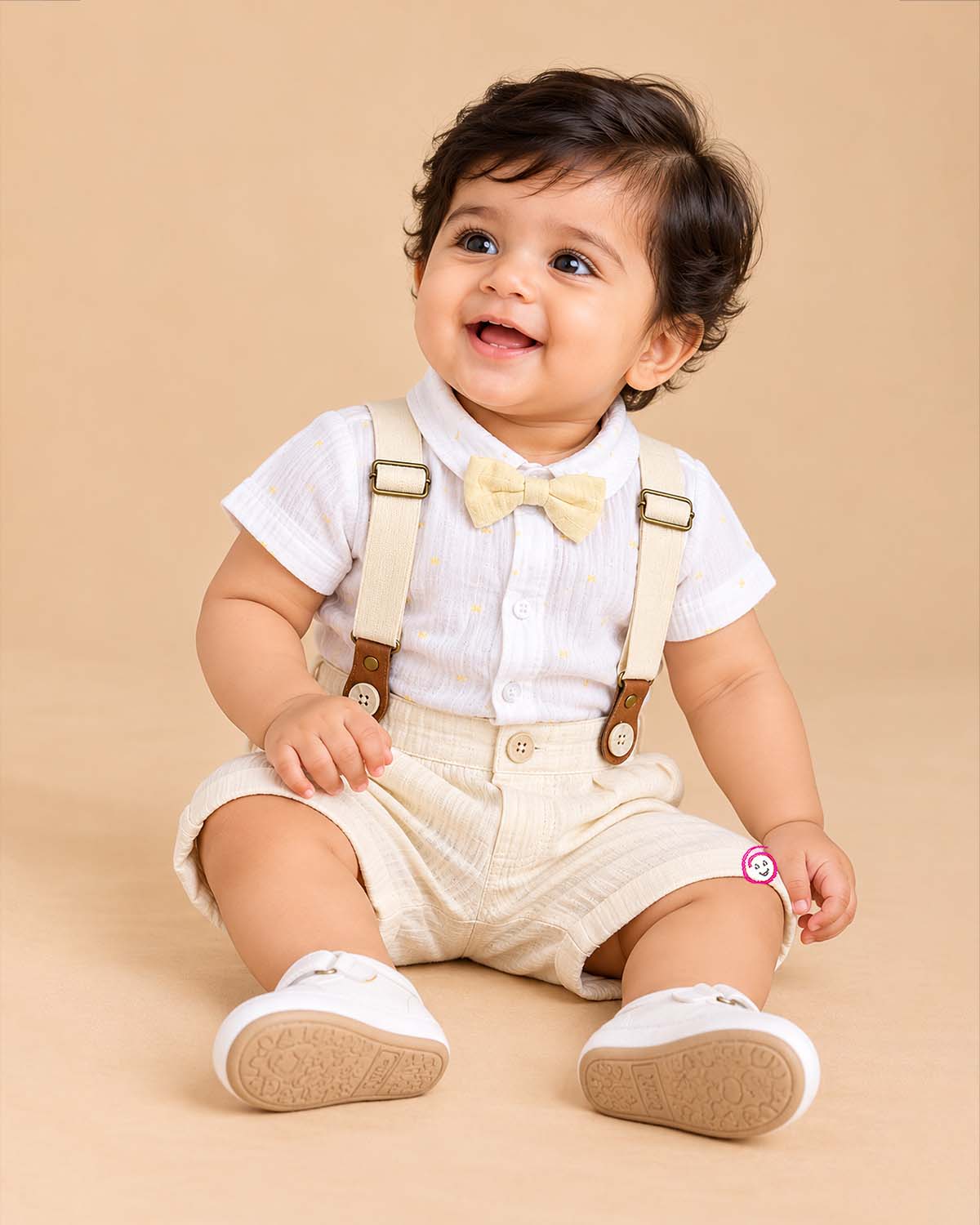 Baby boy short sleeve boys suspender set with bow tie and shorts
