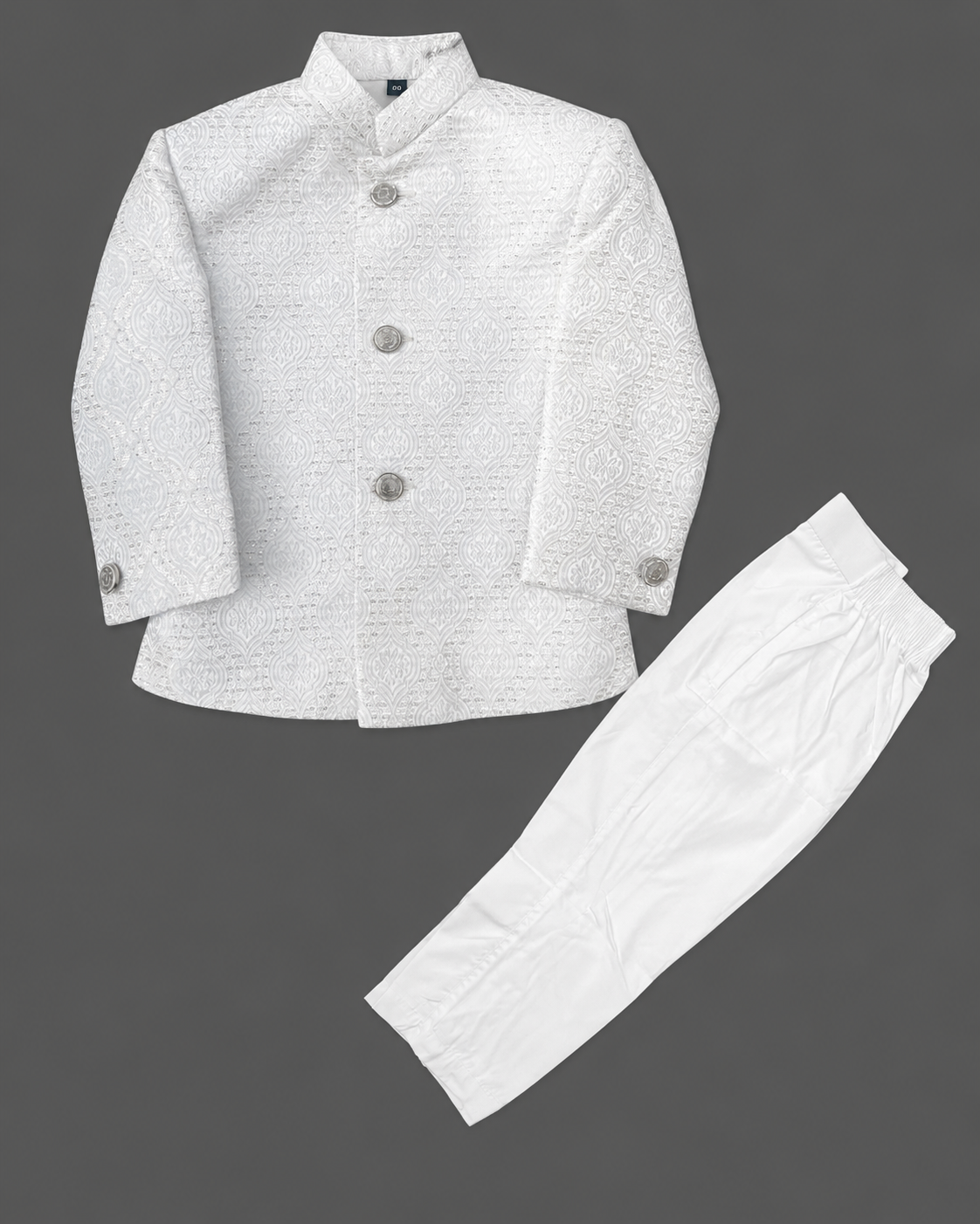 Royal prince floral brocade jacquard sherwani suit set with pant for boys