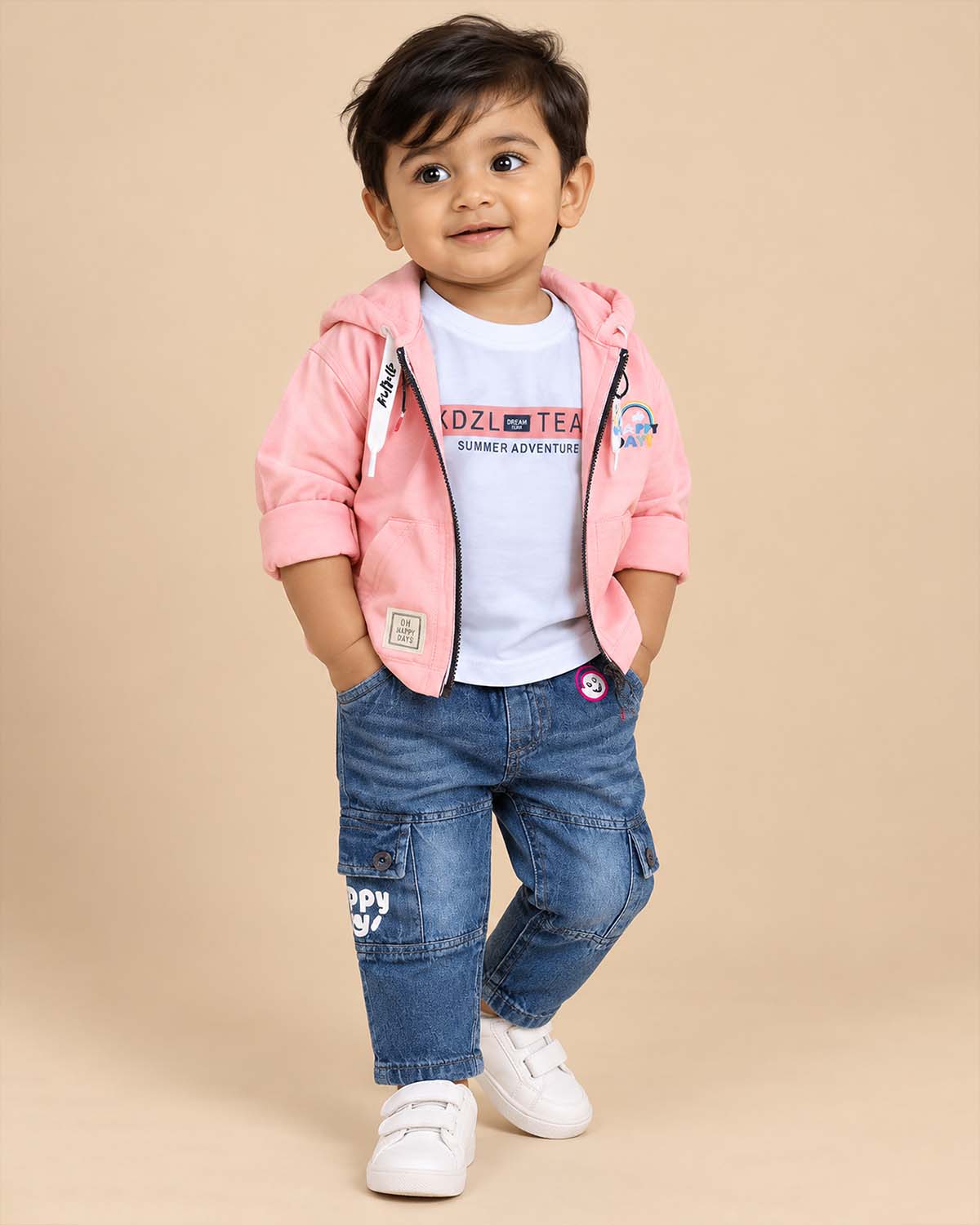Little gentleman hooded jacket and pants set for casual wear and outdoor play