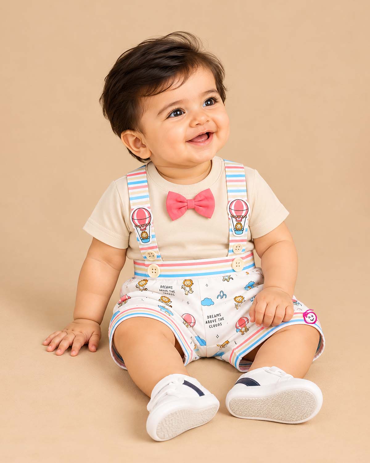 Little gentleman suspender set with bow tee for casual party wear