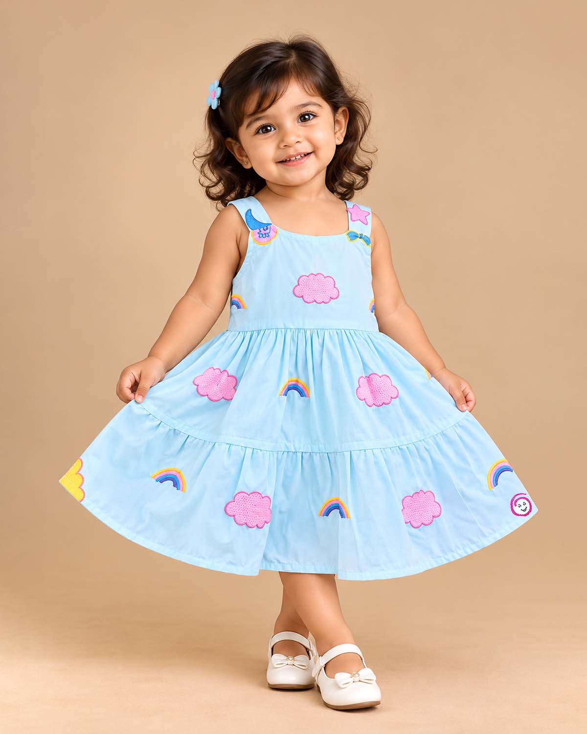 baby girl printed cotton frock sleeveless casual party dress