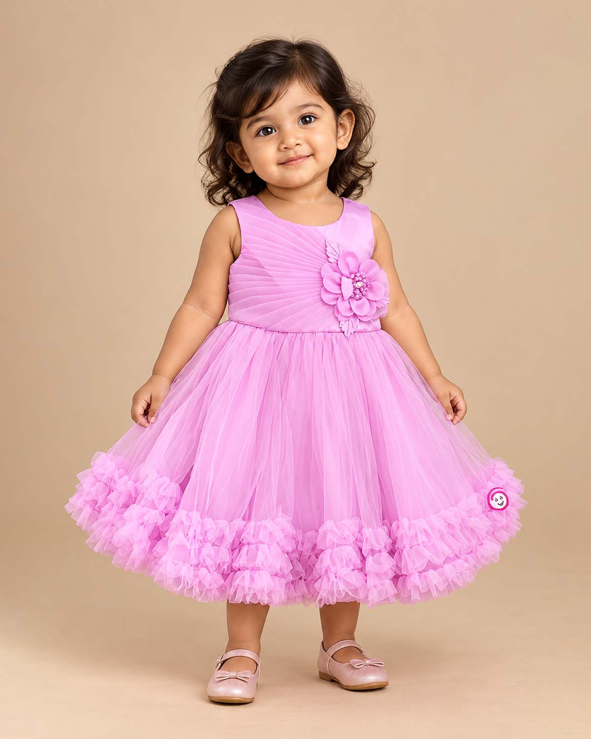little princess pleated net frock sleeveless party wear dress