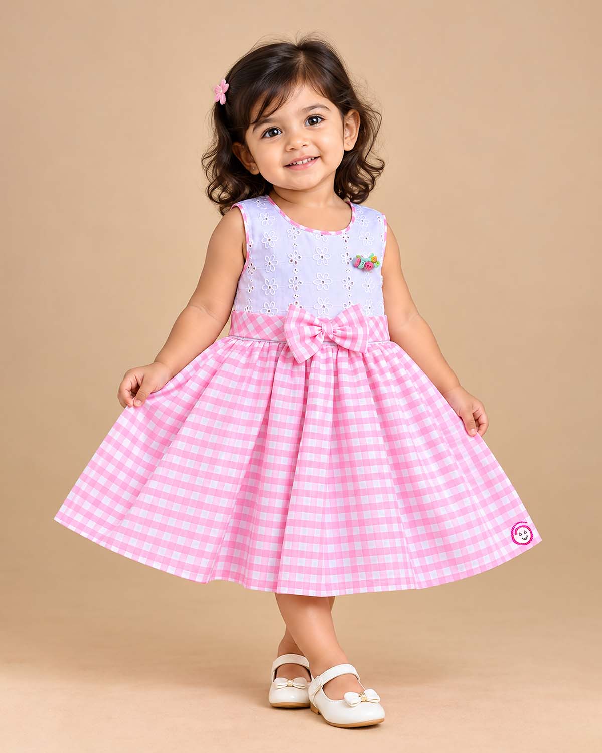 Infant Chikankari Cotton Frock for Summer Picnic and Birthday Party