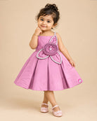 Toddler satin party frock with floral applique for special occasions