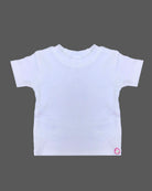 Infant boy wearing soft cotton dungaree shorts set with character face pockets and short sleeve tee.