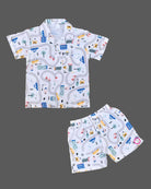 Vibrant road trip print baby boy top and shorts set for summer vacations, playdates, and park outings