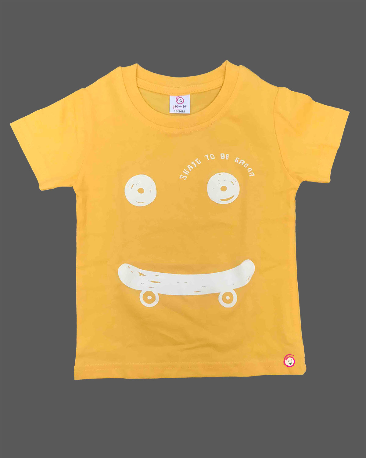 Little explorer skateboard graphic cotton t shirt with short sleeves and crew neck