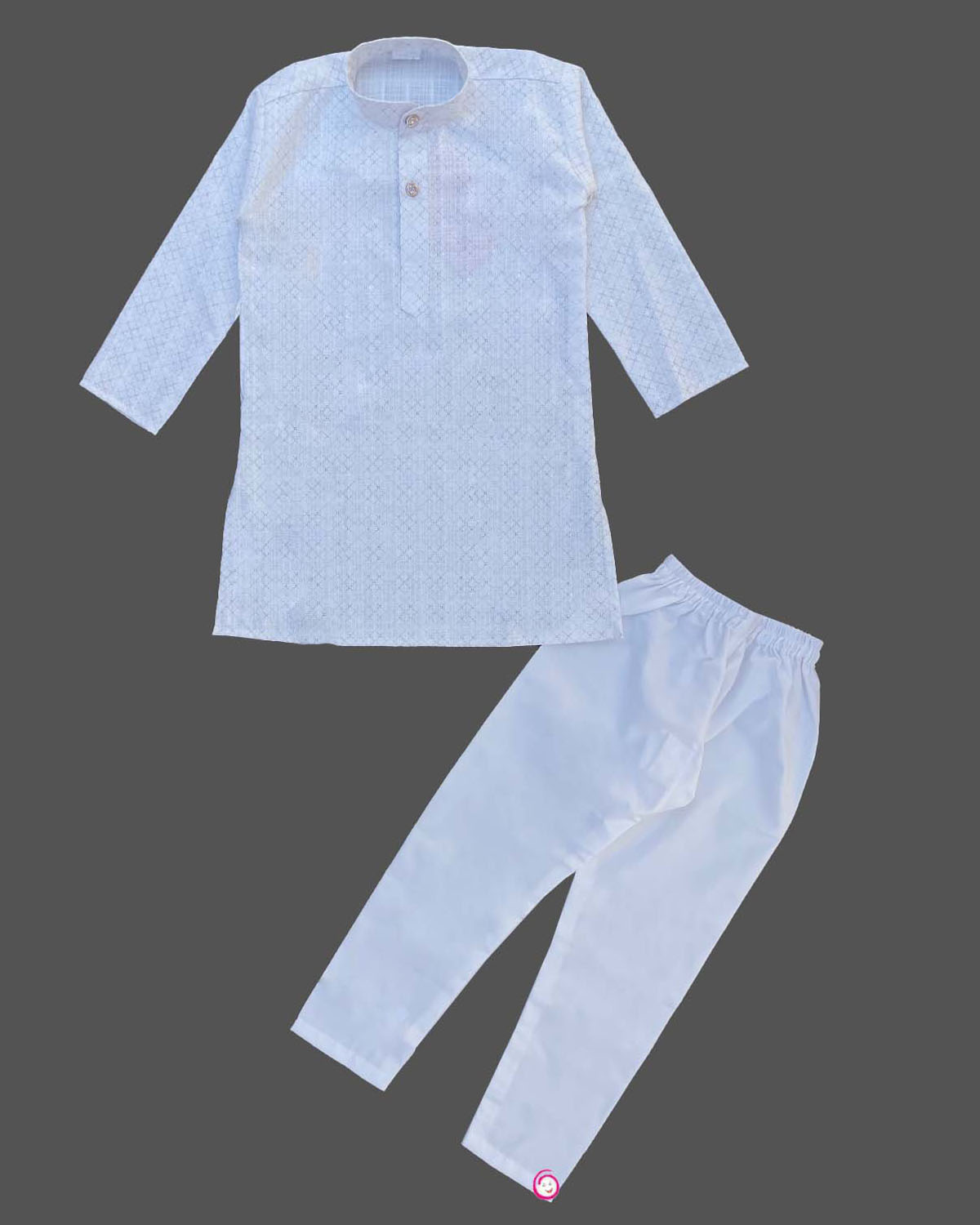 Boys full sleeve kurta with pant - White