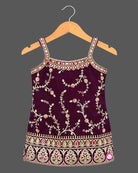 Girls ethnic embroidered sharara set with sleeveless kurti and dupatta for festive occasions
