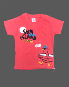 Little boy beach graphic cotton t-shirt with short sleeves and crew neck