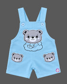 Newborn ethnic wear cotton t-shirt and overalls set with bear appliques