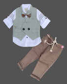 Boys elbow sleeve with waistcoat set - Pista Green