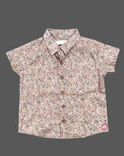 Kids ditsy floral printed cotton short sleeve shirt with button closures for casual outings