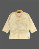 Boys quilted thread embroidered sherwani set with mandarin collar and pyjamas for festive gatherings and haldi ceremonies.