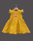 Girls printed traditional frock - Mustard