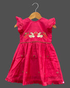 Girls frill sleeve with traditional frock - Pastel Red