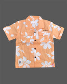 Toddler boy floral print Cuban collar short sleeve shirt with matching elasticated waistband shorts