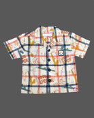 Toddler printed camp collar shirt paired with utility cargo shorts for young boys