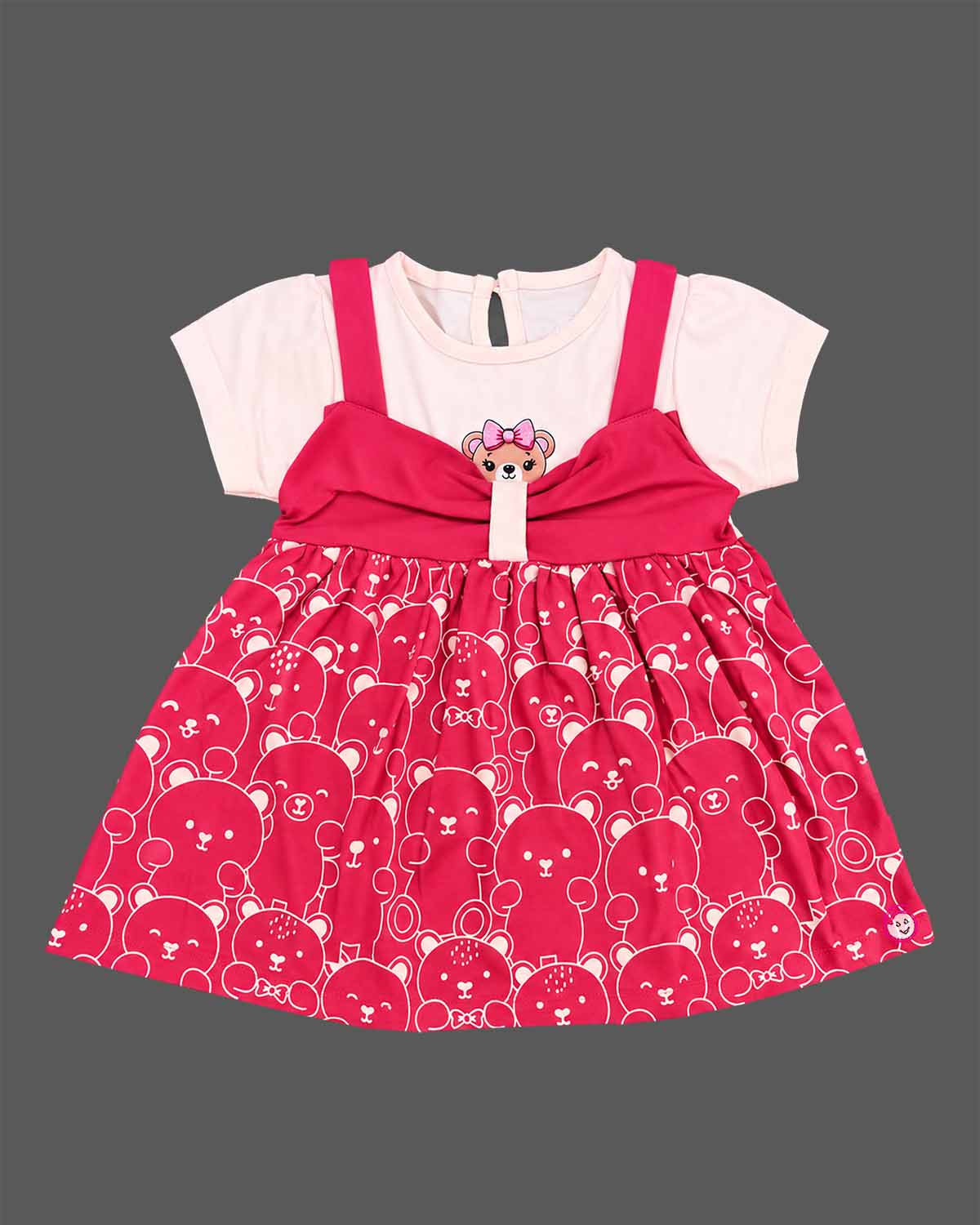 Infants frock with printed design and short sleeves, ideal casual dress for infant