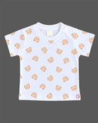 Baby boy pink dungaree shorts with printed teddy bear t-shirt set