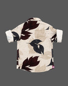 Textured leaf printed corduroy button-down shirt with spread collar for party wear for boys