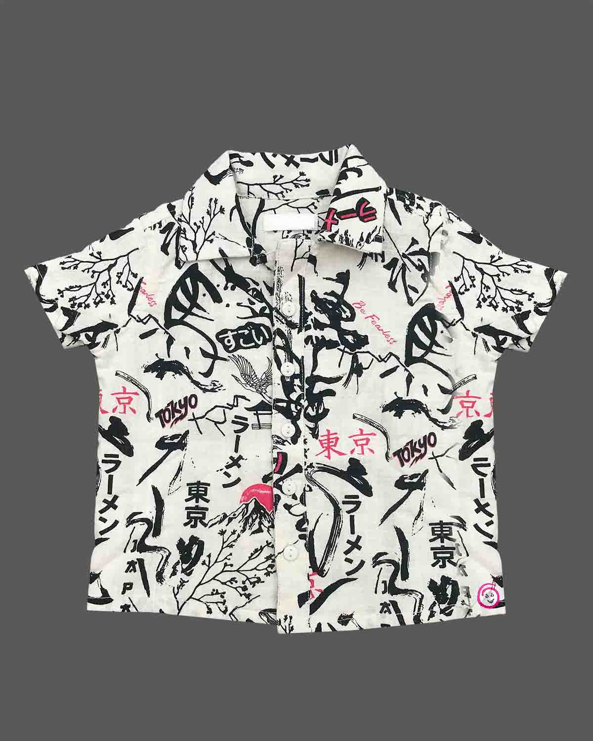 Boy baby printed cotton shirt and shorts set for summer wear