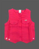 Bright pink toddler cotton vest and shorts set for birthday party