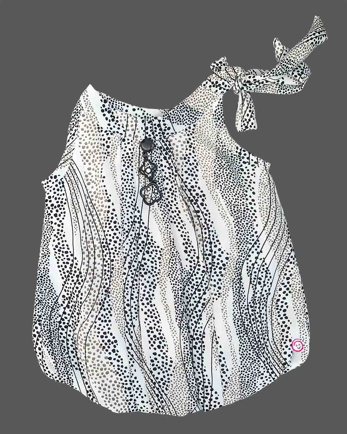 girls printed georgette top with shoulder tie detail for birthday party and casual wear