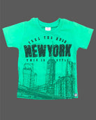 Little gentleman round neck short sleeve city graphic print t-shirt
