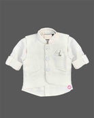 Dapper charmer textured pattern waistcoat suit set with shirt and pant for boys