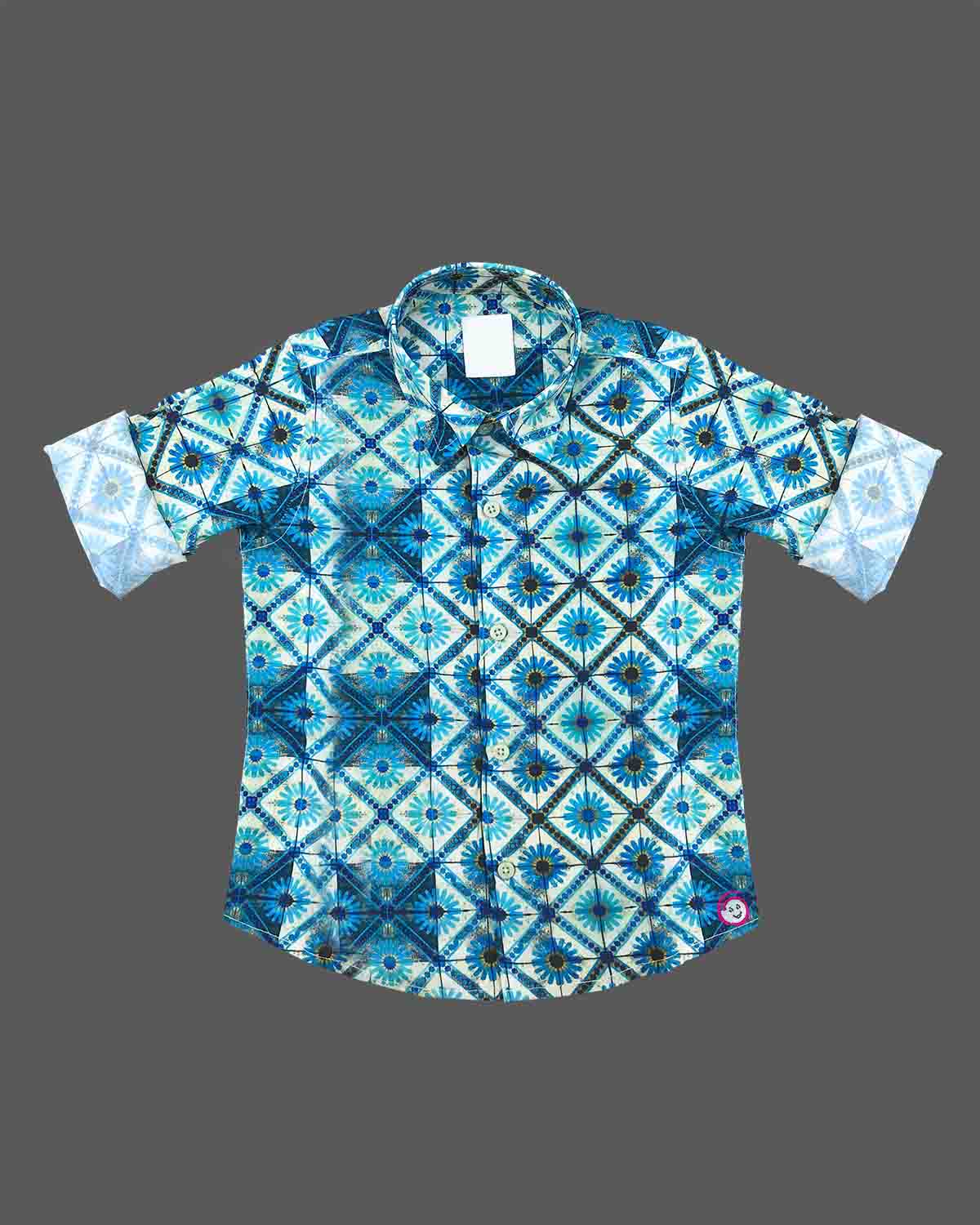 Charming pattern toddler boys casual button-down shirt with dynamic motif