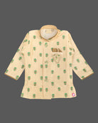 Boys silk blend floral motif sherwani set with mandarin collar and elasticated pyjamas for festive ceremonies and wedding events.
